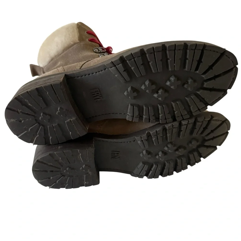 Frye Boots Womens Samantha Hiker Combat  Moto Taupe  Leather Casual SZ 8 - Picture 4 of 5